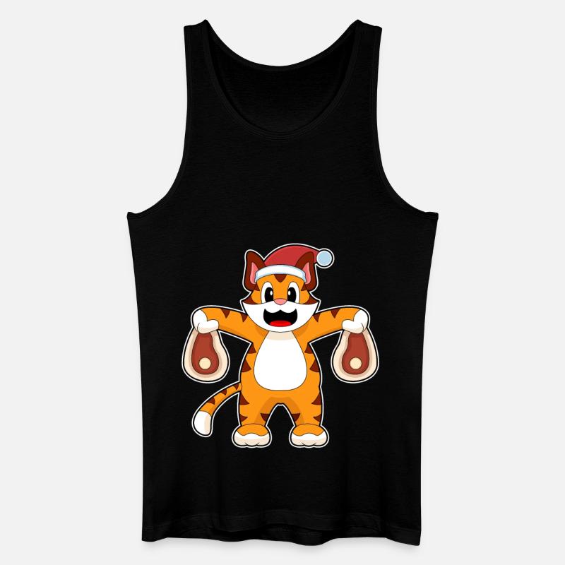 Tiger Weihnachten Fleisch - Männer Bio Tank Top - Schwarz