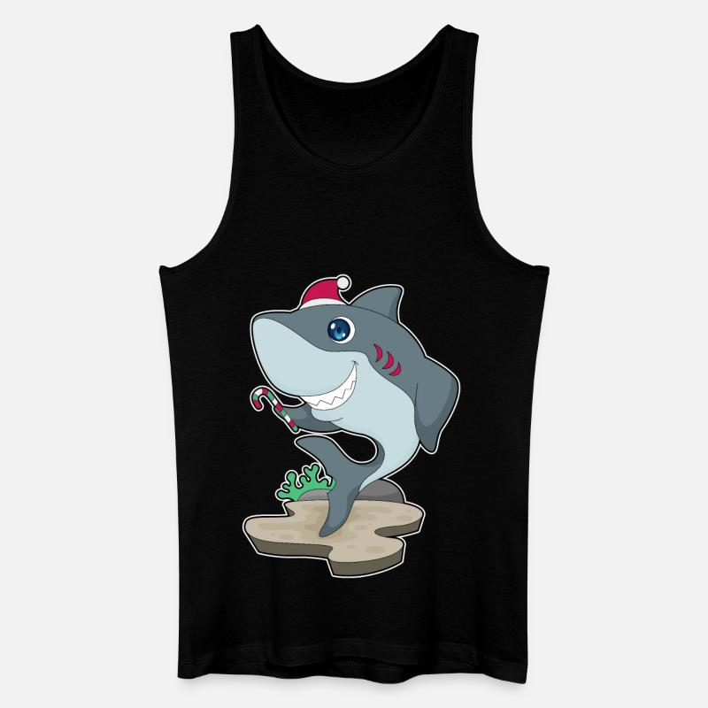 Shark Christmas Candy Cane - Men’s Organic Tank Top - black
