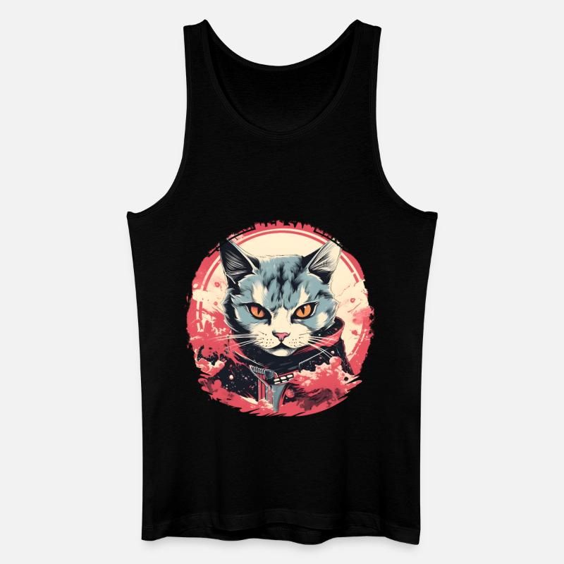 Katze Anime Stil - Männer Bio Tank Top - Schwarz