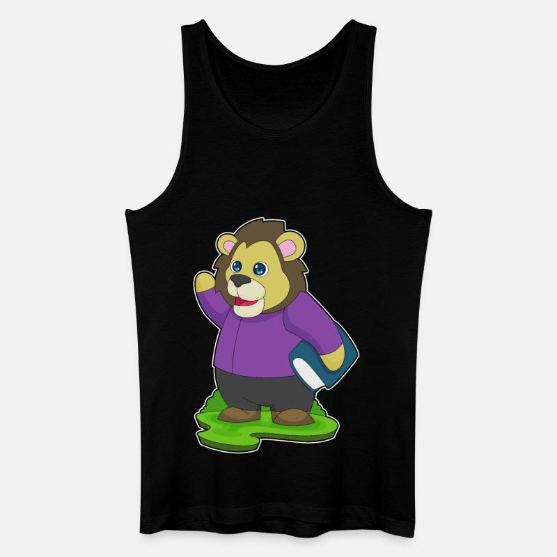 Löwe Nerd Buch - Männer Bio Tank Top - Schwarz