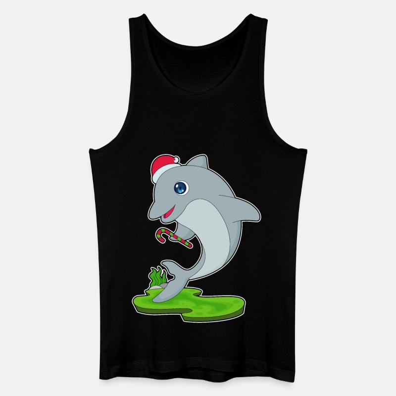 Delfin Weihnachten Zuckerstange - Männer Bio Tank Top - Schwarz
