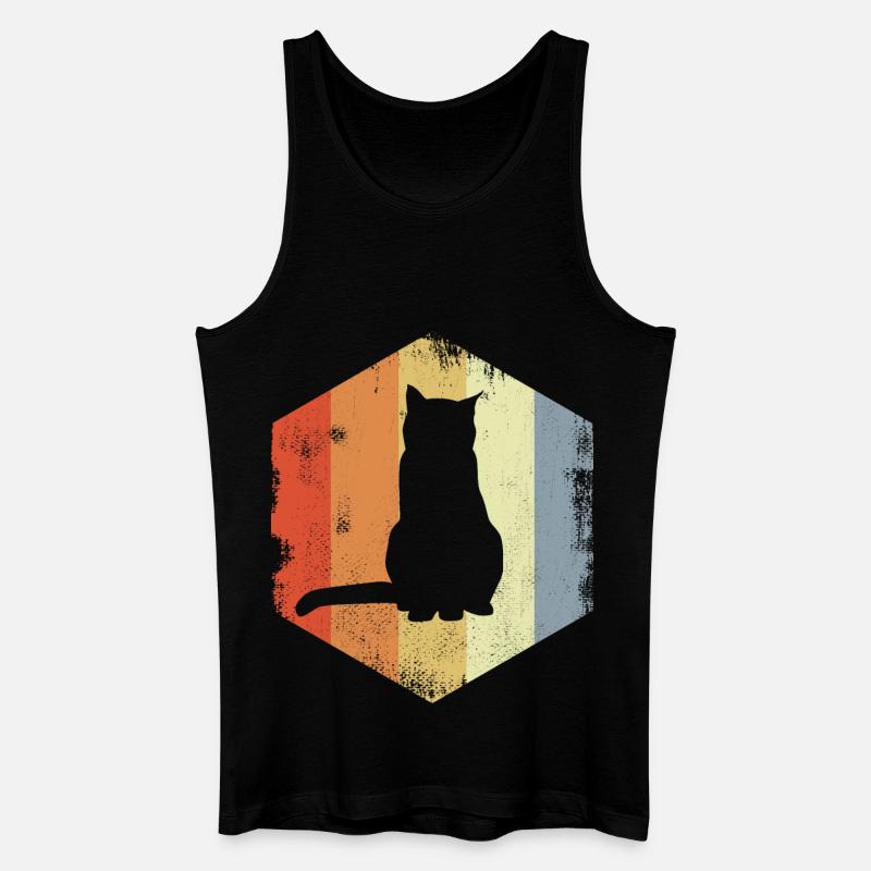 Retro Katze - Männer Bio Tank Top - Schwarz