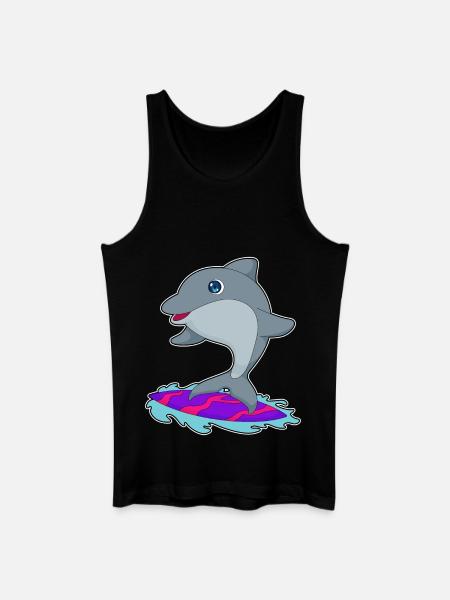 Dolphin Surfing Surfboard Summer - Men’s Organic Tank Top - black