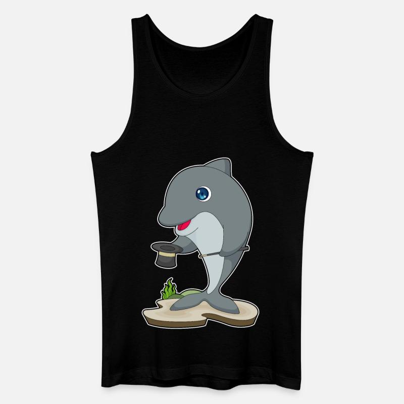 Delfin Zauberer Zylinder - Männer Bio Tank Top - Schwarz