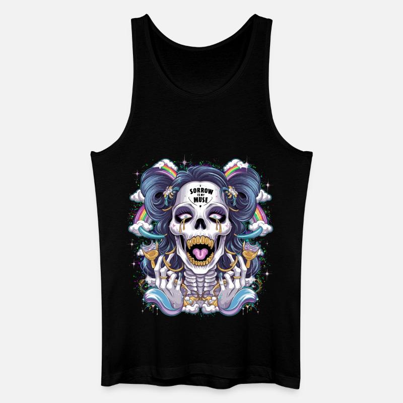 Glitzernder Skelettschädel mit Regenbogen - Männer Bio Tank Top - Schwarz