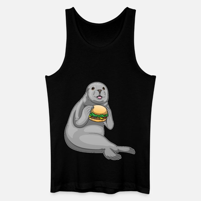 Seehund Burger - Männer Bio Tank Top - Schwarz