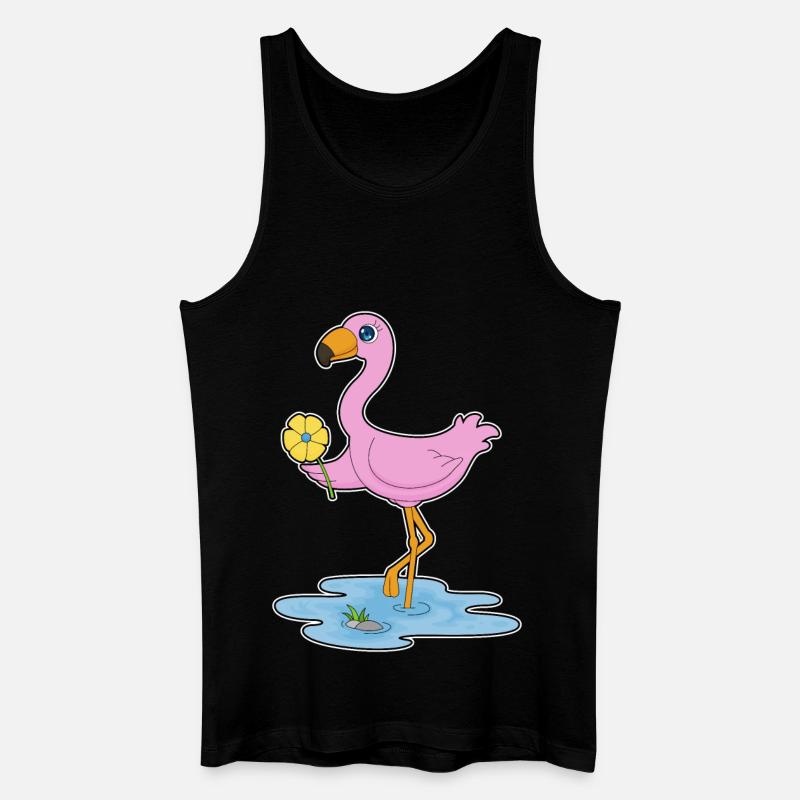 Flamingo Blume - Männer Bio Tank Top - Schwarz