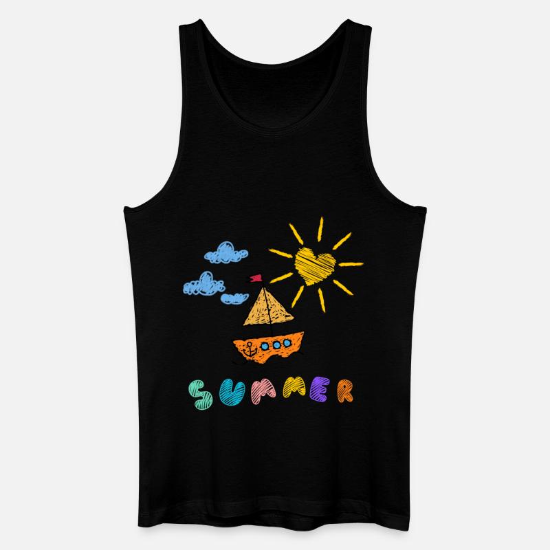 Sommerboot Kinderkunst Stil - Männer Bio Tank Top - Schwarz