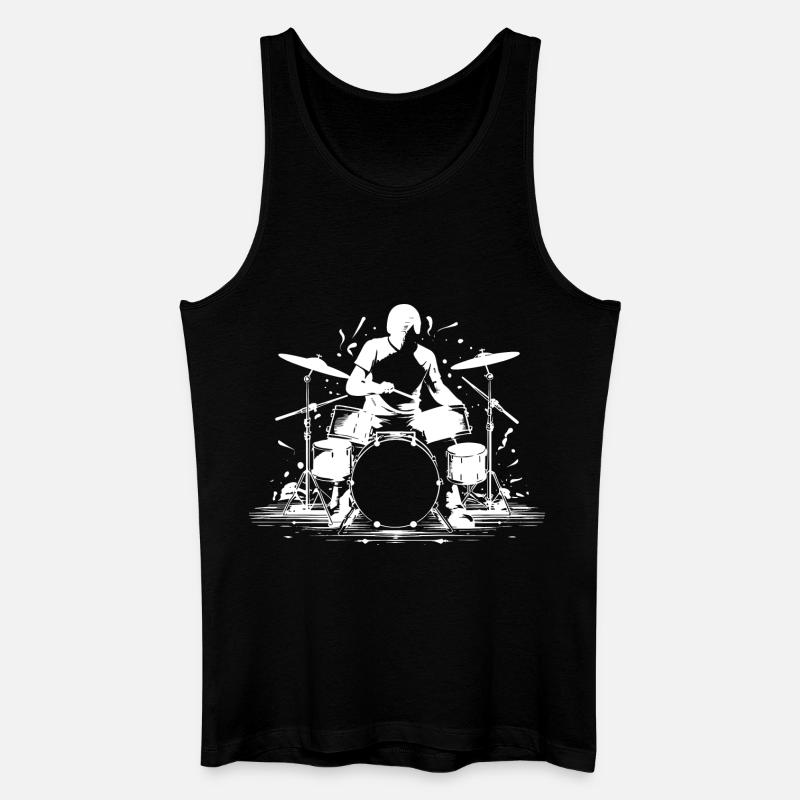 Schlagzeuger Grafik - Männer Bio Tank Top - Schwarz