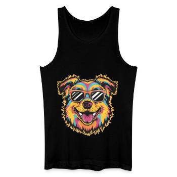 Bunte coole Hundesonnenbrille Retro Pop Art - Männer Bio Tank Top - Schwarz - Vorne
