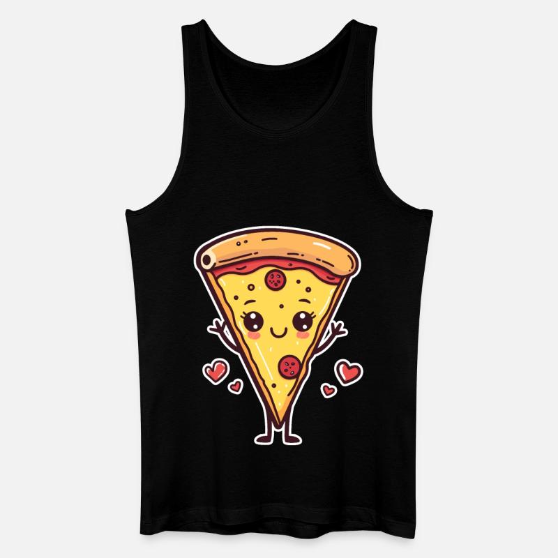 Pizza Cartoon Look - Männer Bio Tank Top - Schwarz