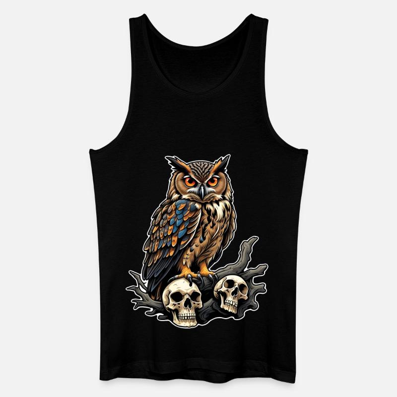 Eule sitzt auf Skulls - Männer Bio Tank Top - Schwarz