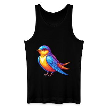 hirondelle coloré kawaii personnage de dessin animé oiseau - Débardeur bio Homme - noir - Devant