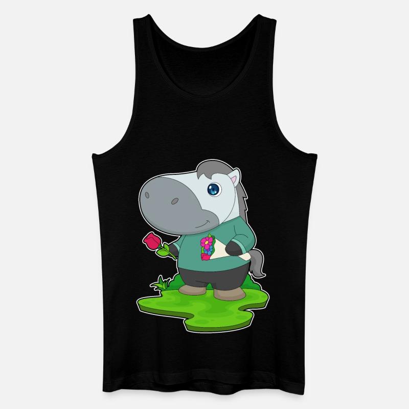 Pferd Blumenstrauß - Männer Bio Tank Top - Schwarz