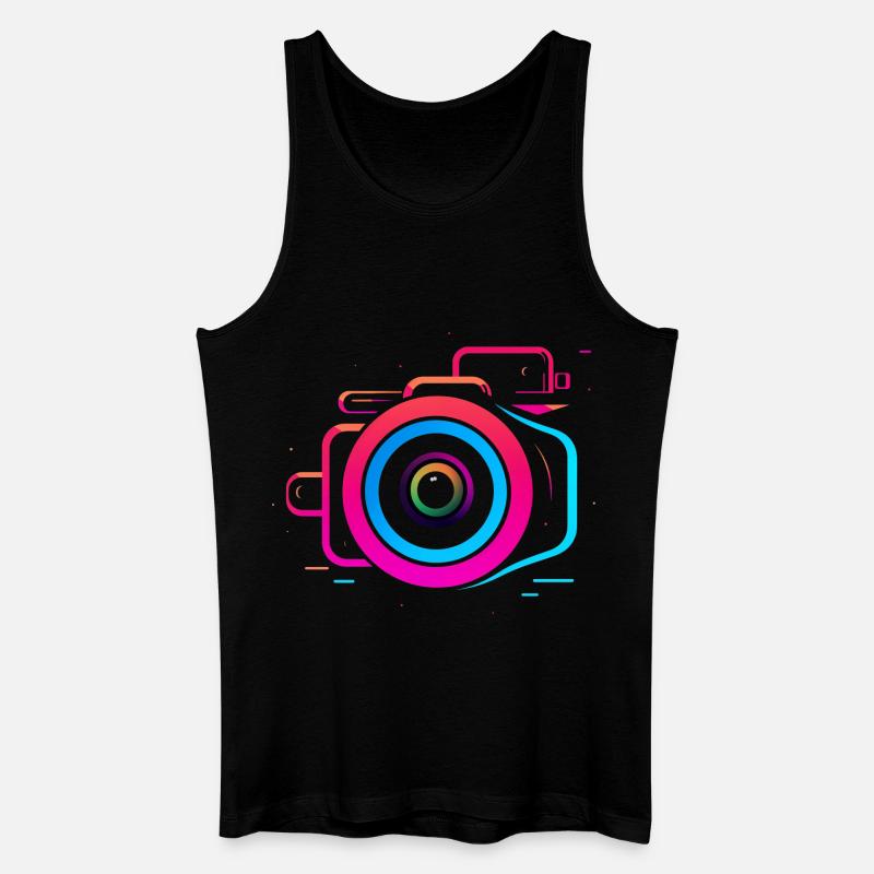 Kamera Synthwave Stil - Männer Bio Tank Top - Schwarz