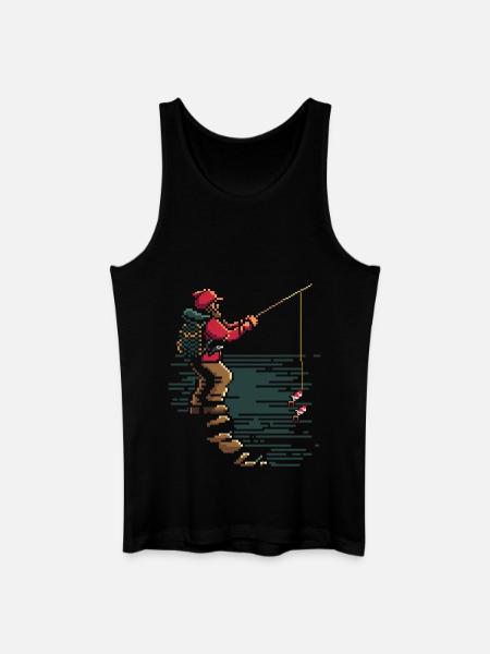 Graphique pixel de pêche - Débardeur bio Homme - noir