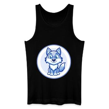 Wolf Blau Kawaii Cartoon Figur Clipart Haustier - Männer Bio Tank Top - Schwarz - Vorne