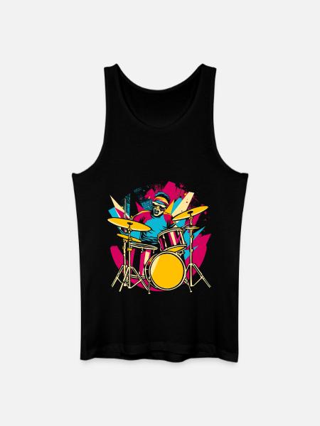 Drummer Synthwave - Men’s Organic Tank Top - black