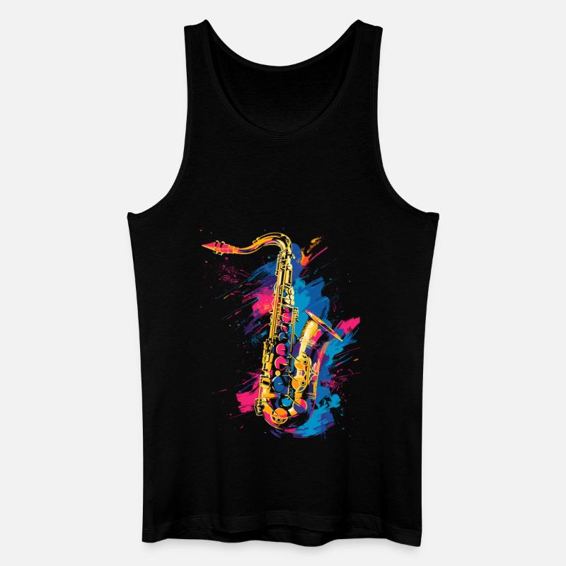 Saxophon Graffiti - Männer Bio Tank Top - Schwarz