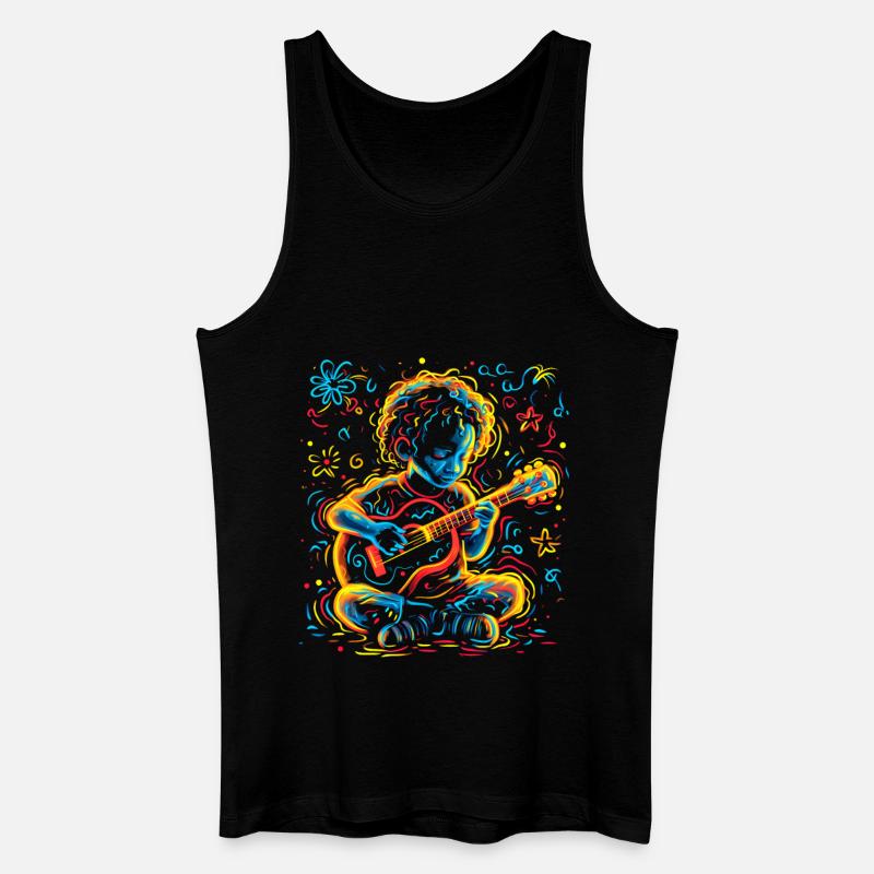 Kleiner Ukulele Spieler - Männer Bio Tank Top - Schwarz