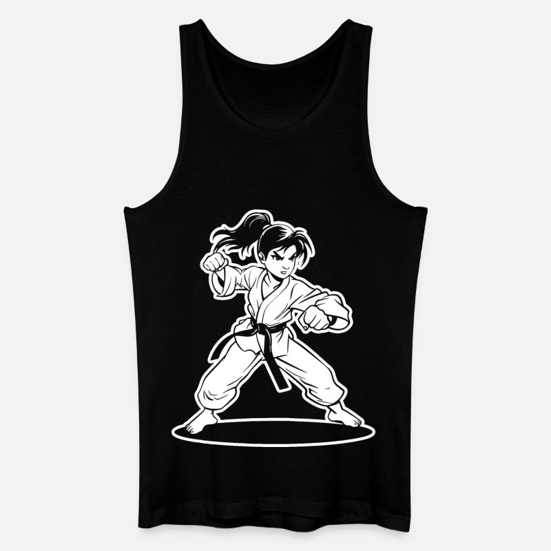 Karate Mädchen Cartoon Stil - Männer Bio Tank Top - Schwarz
