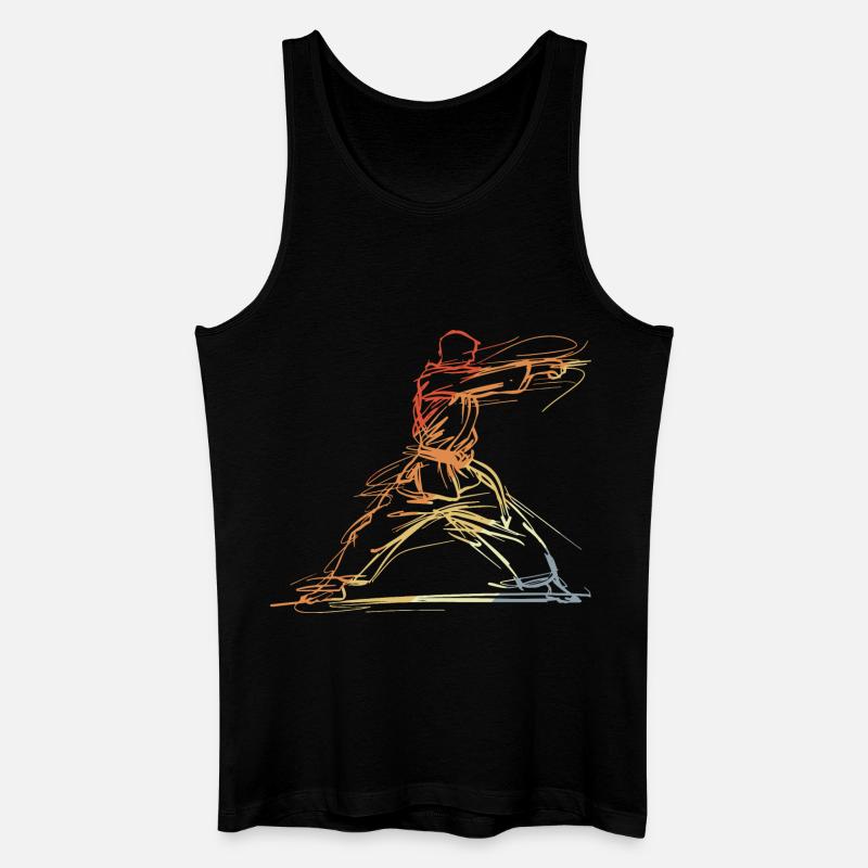 Karateka Linienskizze Retro - Männer Bio Tank Top - Schwarz