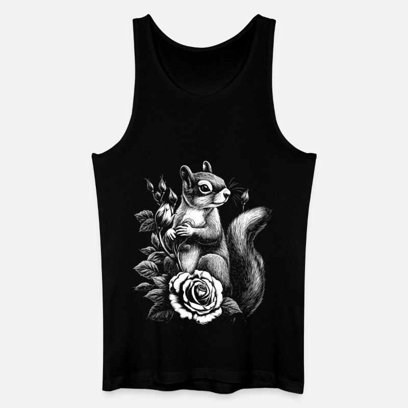Eichhörnchen Rose Blumen Ästhetik Hörnchen - Männer Bio Tank Top - Schwarz
