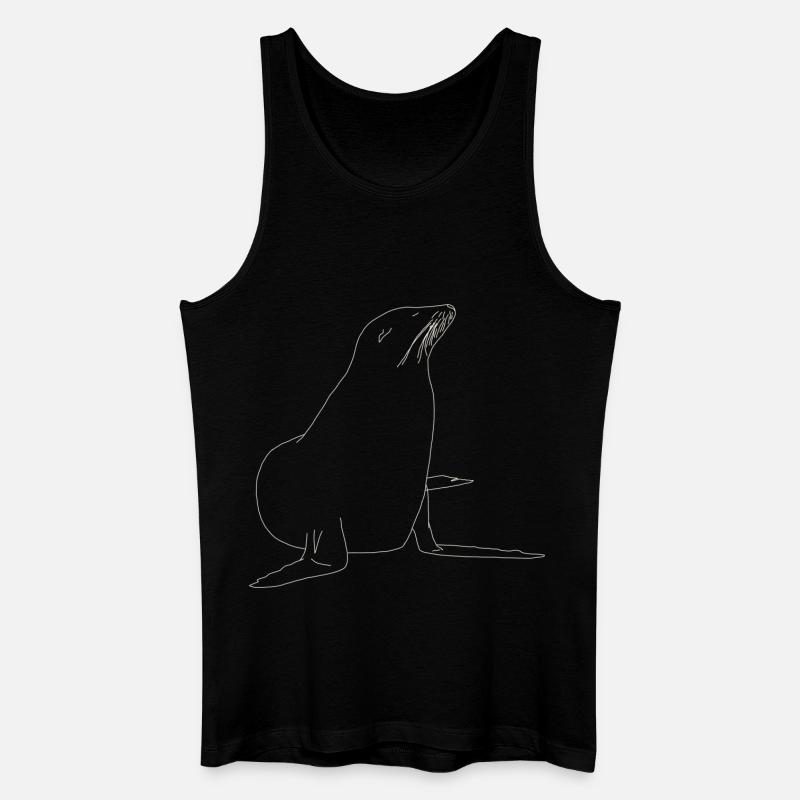 Seehund lineart - Männer Bio Tank Top - Schwarz