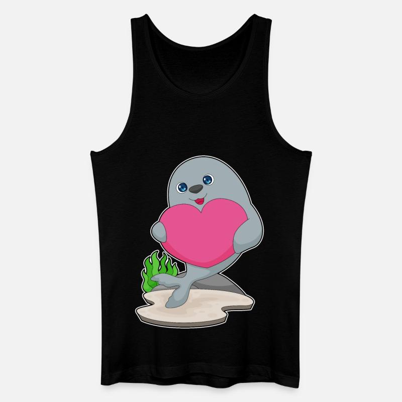 Seehund Herz - Männer Bio Tank Top - Schwarz