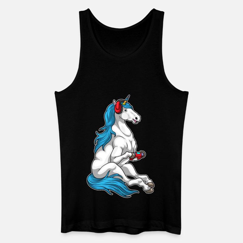 Einhorn Gamer Controller - Männer Bio Tank Top - Schwarz
