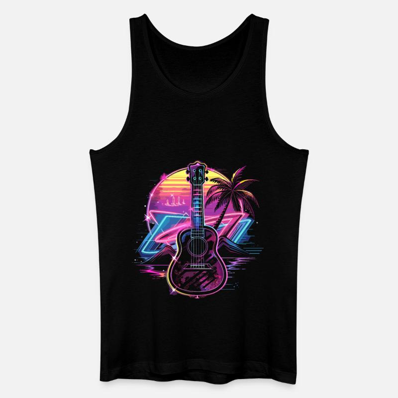 Ukulele Retrowave - Männer Bio Tank Top - Schwarz