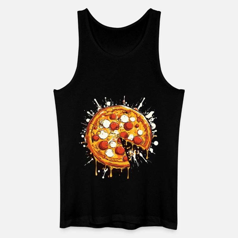 Pizza Grafik - Männer Bio Tank Top - Schwarz