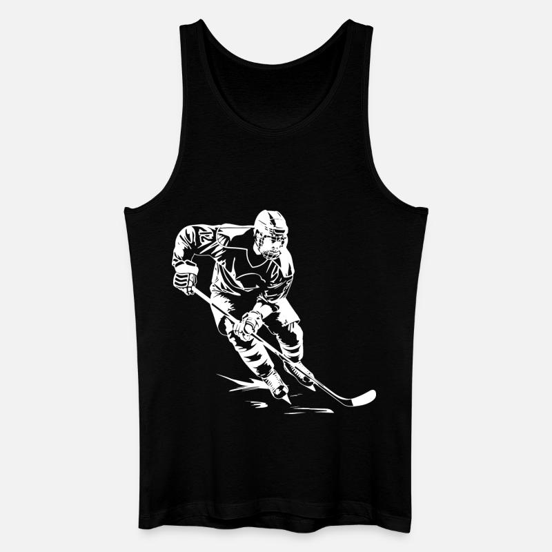 Eishockeyspieler Zeichnung - Männer Bio Tank Top - Schwarz