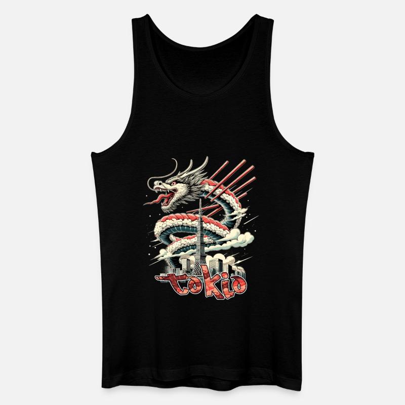 Sushi Drache Tokio Geschenk - Männer Bio Tank Top - Schwarz