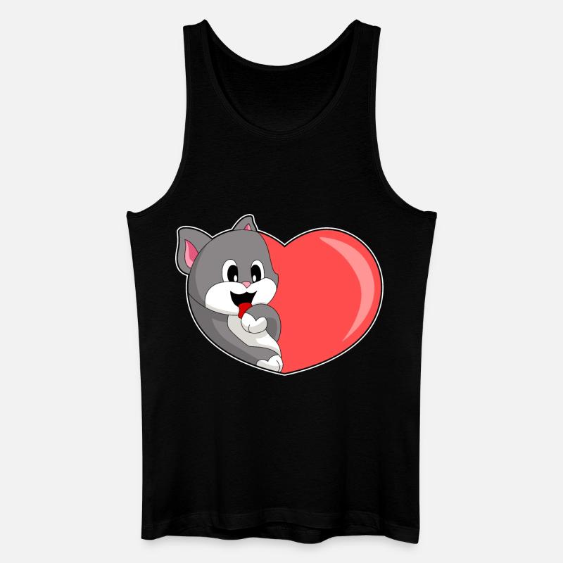 Katze Herz - Männer Bio Tank Top - Schwarz