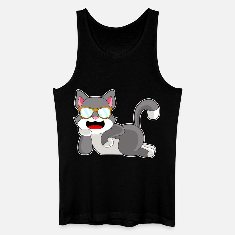 Katze Sonnenbrille - Männer Bio Tank Top - Schwarz
