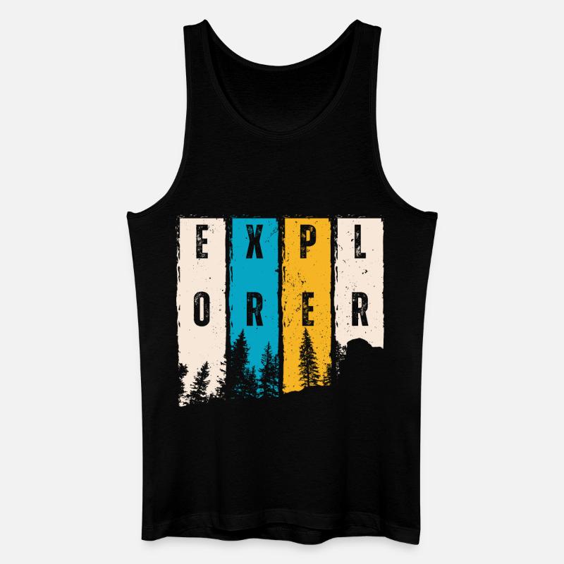 Entdecker Wald Bäume Silhouette - Männer Bio Tank Top - Schwarz