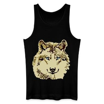 Wolf braun blaue Augen - Männer Bio Tank Top - Schwarz - Vorne