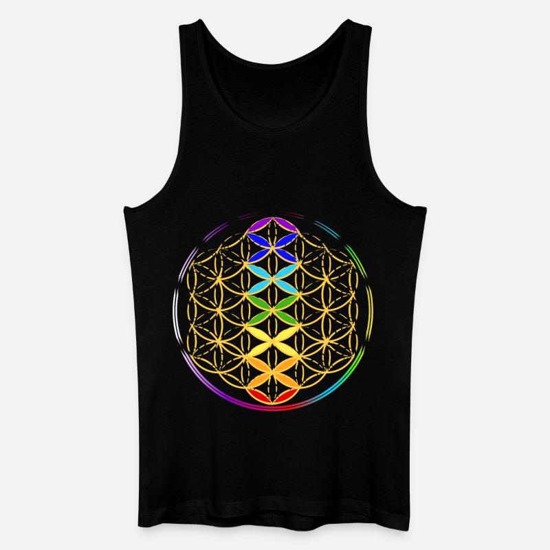 Lebensblume mit den Chakren - Männer Bio Tank Top - Schwarz