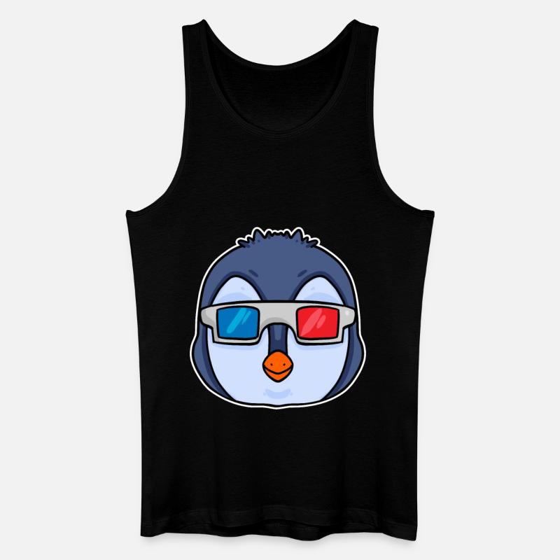 Pinguin 3D Brille Kino - Männer Bio Tank Top - Schwarz