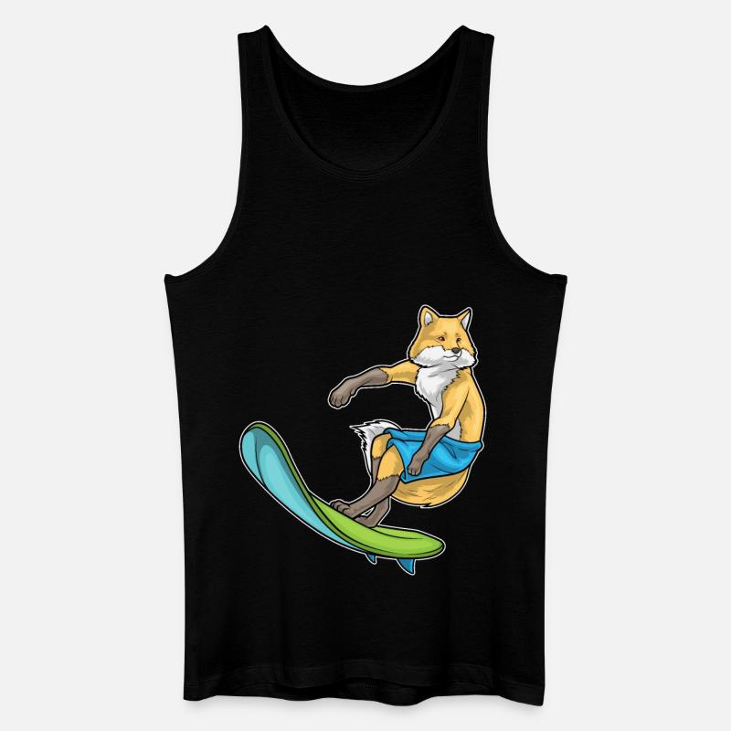 Fuchs Surfer Surfbrett - Männer Bio Tank Top - Schwarz