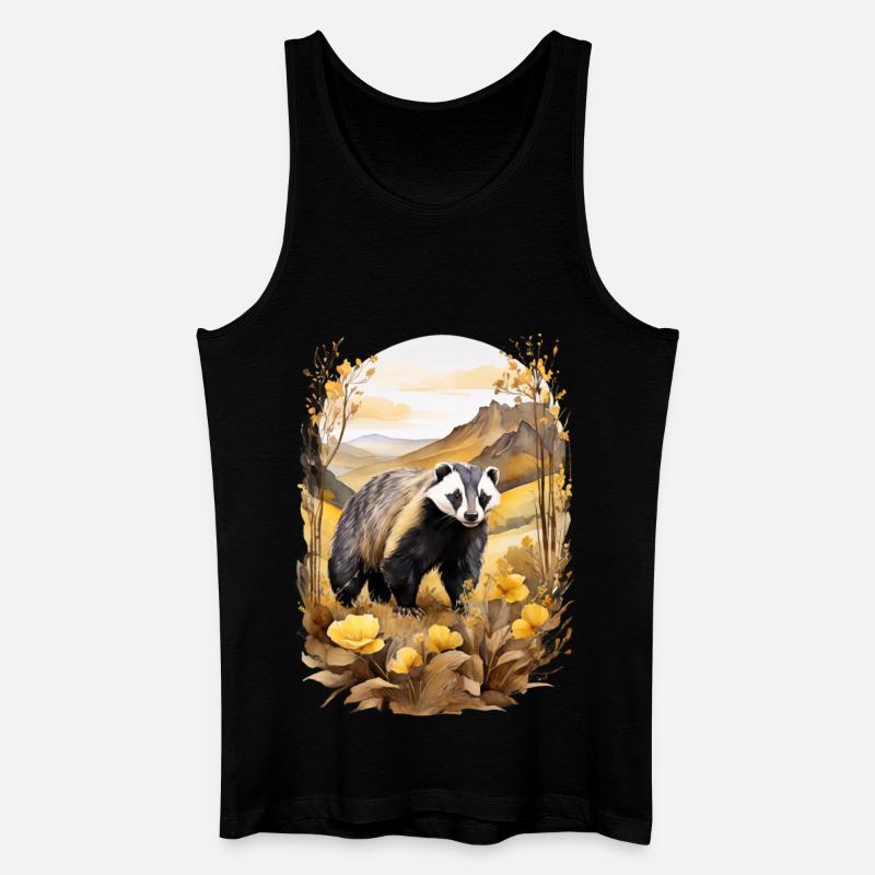 Dachs in den Bergen - Männer Bio Tank Top - Schwarz