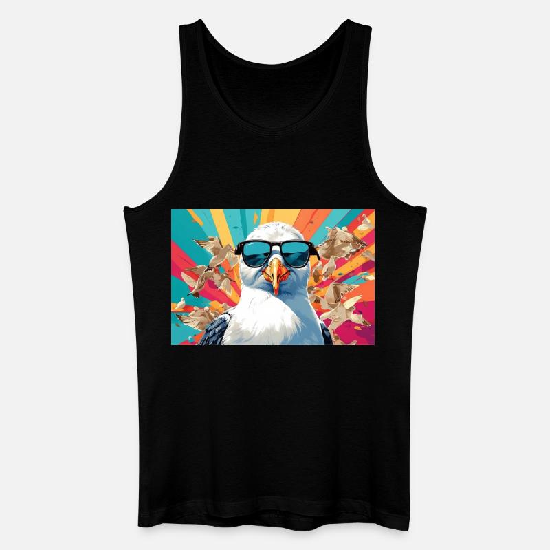 Coole Möwe im Getümmel - Männer Bio Tank Top - Schwarz