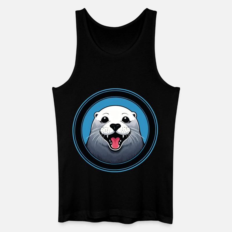 Fröhliche Robbe - Männer Bio Tank Top - Schwarz