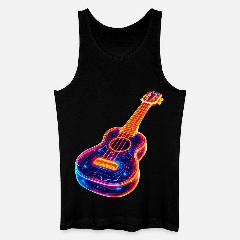 Ukulele Synthwave - Männer Bio Tank Top - Schwarz