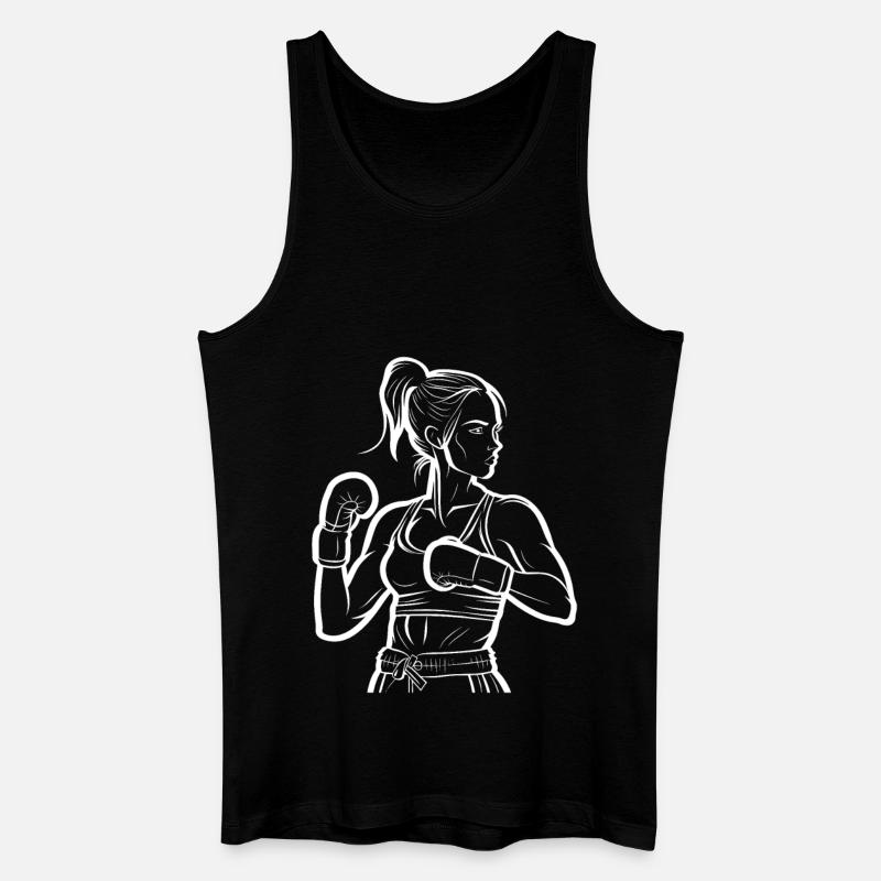 Boxerin Line Art - Männer Bio Tank Top - Schwarz