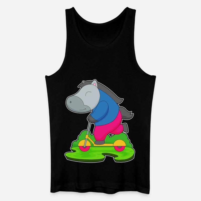 Pferd Tretroller - Männer Bio Tank Top - Schwarz