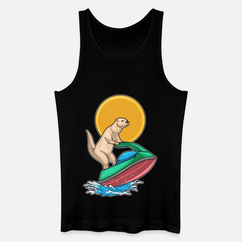 Otter Sommer Jetski - Männer Bio Tank Top - Schwarz