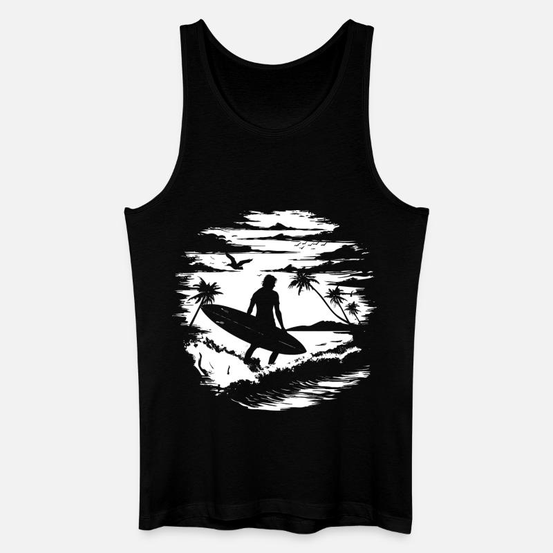 Surfer Zeichnung - Männer Bio Tank Top - Schwarz