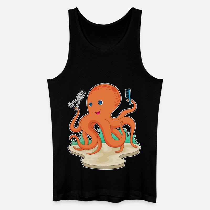 Octopus Coiffeur Ciseaux - Débardeur bio Homme - noir